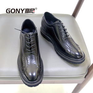 高尼增高鞋男新款商务正装皮鞋鳄鱼纹压花工装鞋6.5厘米GN82196