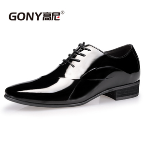 高尼增高鞋新品光皮亮面商务皮鞋隐形增高6.5/8.0厘米3388
